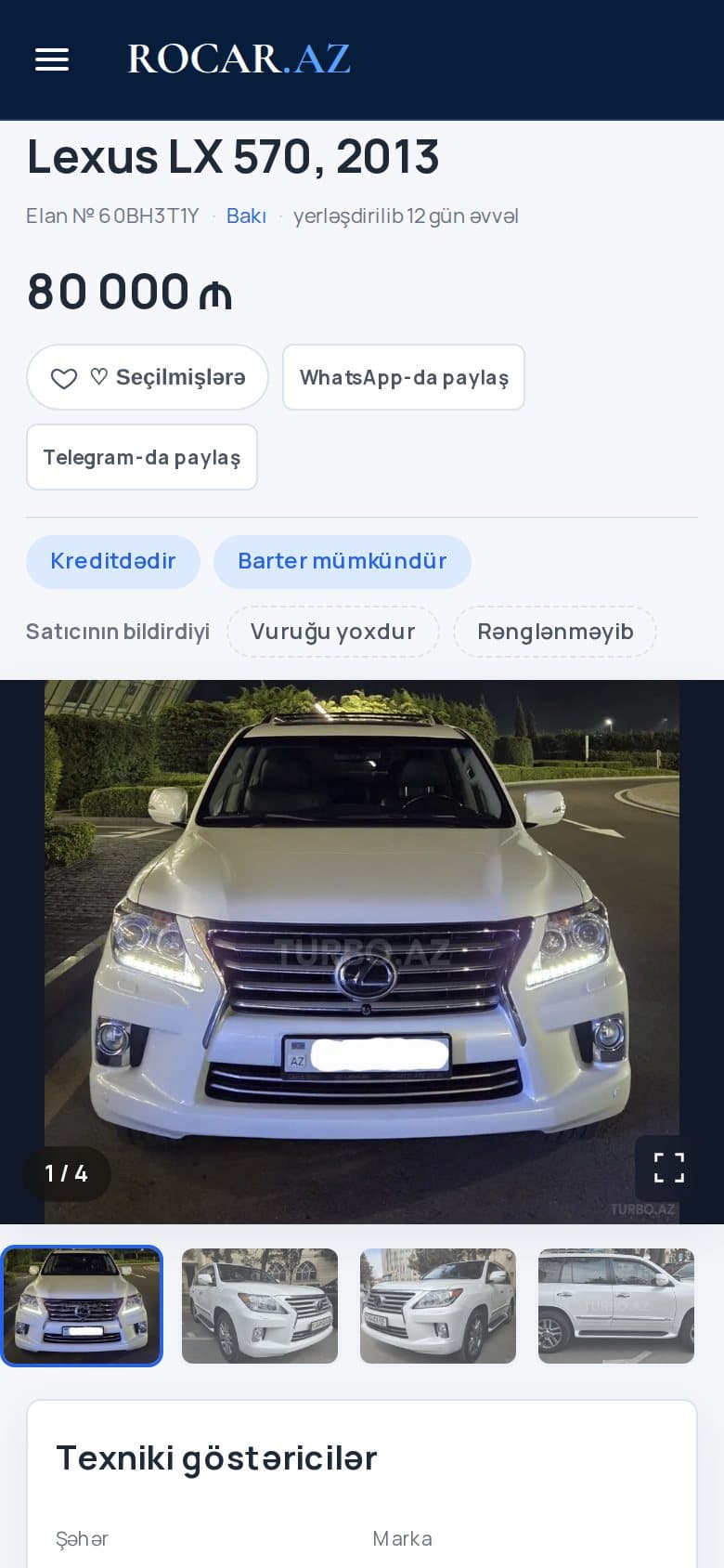 rocar.aimarket.az — Mobil